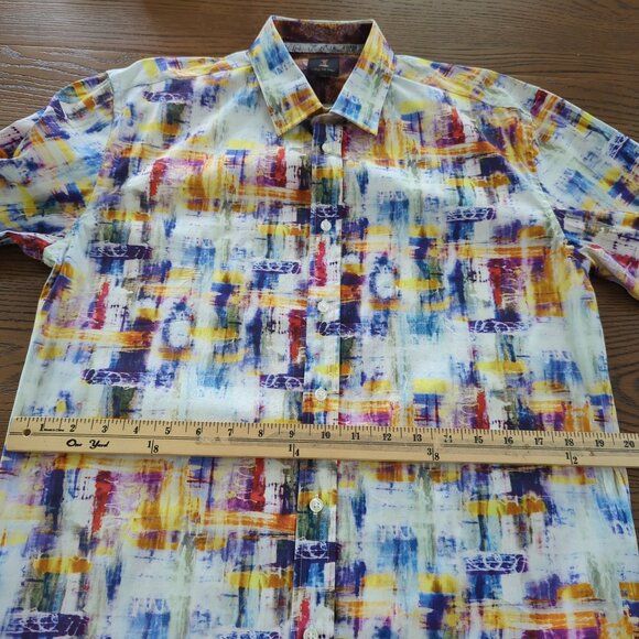 1 like no other long sleeve button front abstract colorful Men's shirt size M - Picture 11 of 16